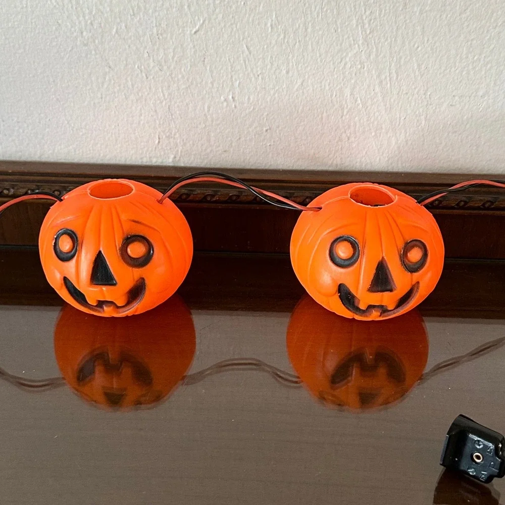 Vtg Peerless Halloween Blow Mold Pumpkin String Light Covers Jack-O-Lantern READ